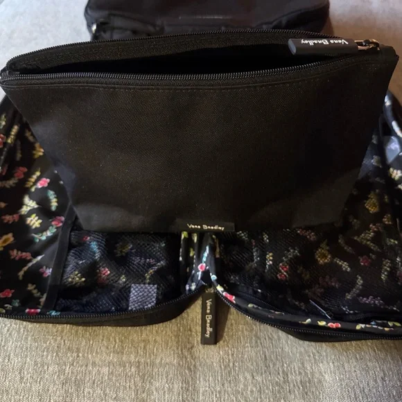 Vera Bradley 3 piece Black Toiletry & Cosmetic Bag set - Picture 7 of 11